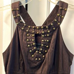 Studded Brown Sleeveless Dress